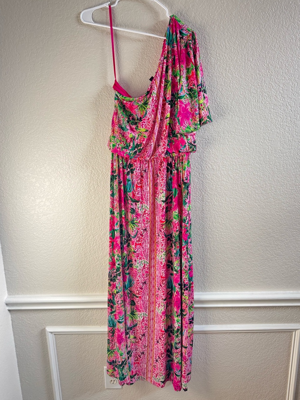 INC International Concepts One-Shoulder Pink Floral Maxi Dress